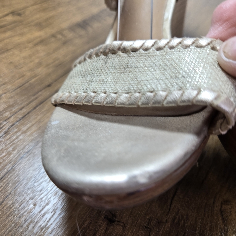 Jack Rogers Vanessa Soft Gold Stacked Wedge Sandals - Picture 9 of 15